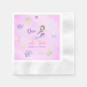 Serviette En Papier Fille sirène plonge dans l'anniversaire des cinq 5