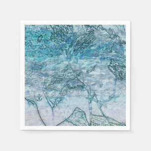 Serviette En Papier Fille Sirène Turquoise Vert Bleu Nautique Vagues O