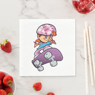 Serviette En Papier Fille Skateboarder