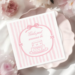 Serviette En Papier Filles au Nœud Rose Juste Veulent être Une