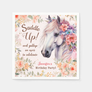 Serviette En Papier Filles Cheval Anniversaire Papier de fête Napkin