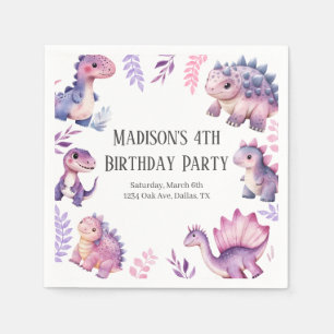 Serviette En Papier Filles Cute Dinosaur Thématique Anniversaire