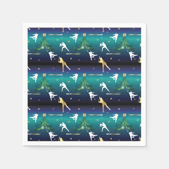 Serviette En Papier Filles de baseball softball Noël (Devant)