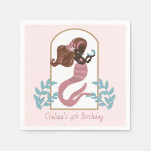 Serviette En Papier Filles de sirènes roses fête d'anniversaire