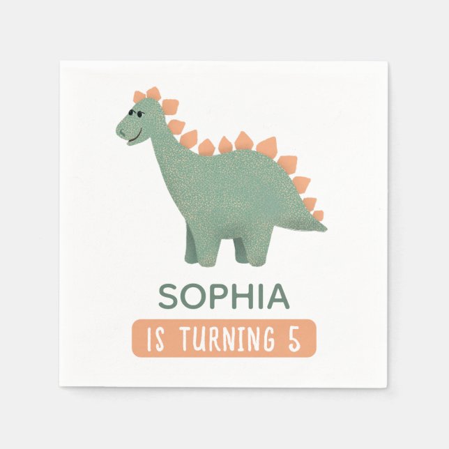 Serviette En Papier Filles Dinosaure Rose mignonne Enfants Dino Annive (Devant)