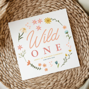 Serviette En Papier Filles Élégant Wild One Fleur Sauvage 1er Annivers