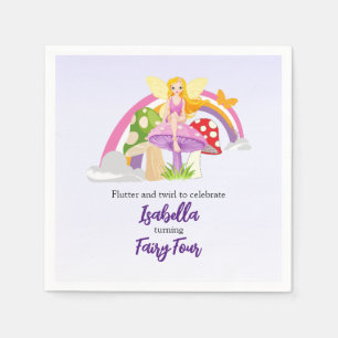 Serviette En Papier Filles Fée Champignon Arc-en-ciel Anniversaire
