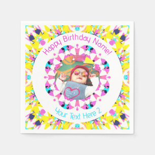 Serviette En Papier Filles Garçons Joyeux Anniversaire Étoile Photo su