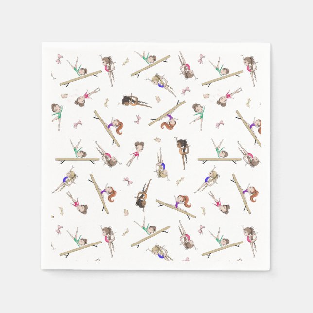 Serviette En Papier Filles Gymnastique fête d'anniversaire (Devant)