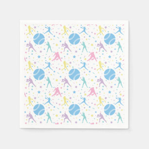 Serviette En Papier Filles joueuses de softball étoiles