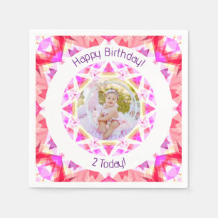 Serviette En Papier Filles Joyeux Anniversaire Vibrant Rose Star Custo