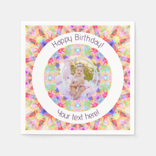 Serviette En Papier Filles Joyeux Anniversaire Vibrant Rose Star Custo