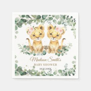 Serviette En Papier Filles jumelles Jungle Verdure Baby Shower Lioncea