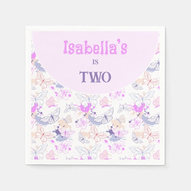 Serviette En Papier Filles mignonne rose pourpre Anniversaire de enfan (Devant)