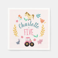 Filles Mignonnes Animaux de Ferme Roses Anniversai