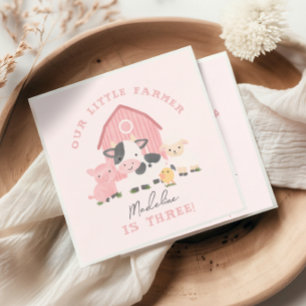 Serviette En Papier Filles Mignonnes Rose Ferme Animaux de la Ferme An
