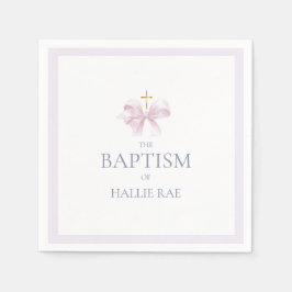 Serviette En Papier Filles Moderne Pink Bow Baptême
