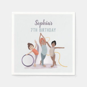 Serviette En Papier Filles Moderne Violet Gymnastique Enfants Annivers
