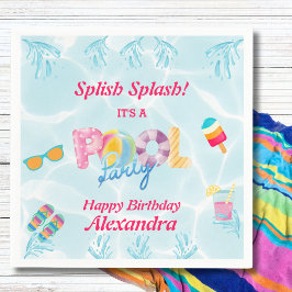 Serviette En Papier Filles modernes Splish Splash Enfants Pool Party