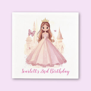 Serviette En Papier Filles rose Princesse personnalisée Anniversaire