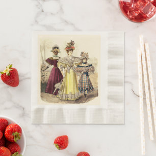 Serviette En Papier Filles victoriennes Parasols de mode Vintage en be