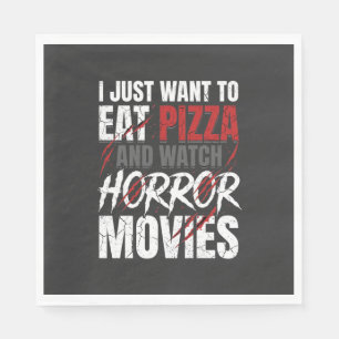 Serviette En Papier Films d'horreur Pizza Halloween Design_1