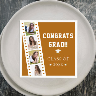 Serviette En Papier Filmstrip Four Photo Collage Graduation Orange