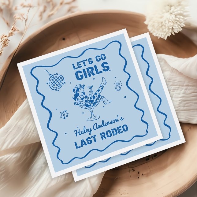 Serviette En Papier Fin de semaine du Bachelorette Rodeo Disco Blue (Créateur téléchargé)