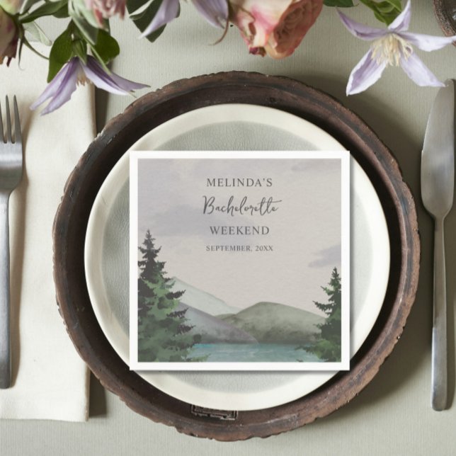 Serviette En Papier Fin de semaine Rustic Mountain & Lake Bachelorette (Créateur téléchargé)
