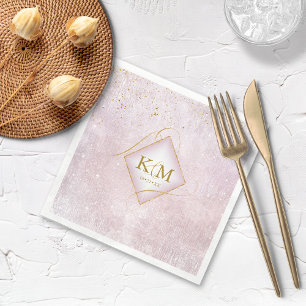 Serviette En Papier Fine Lines Gold Abstract Wedding V2 Mauve ID867