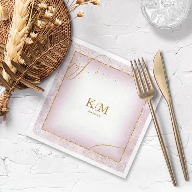 Serviette En Papier Fine Lines Gold Abstrait Mariage V3 Mauve ID867 (Créateur téléchargé)