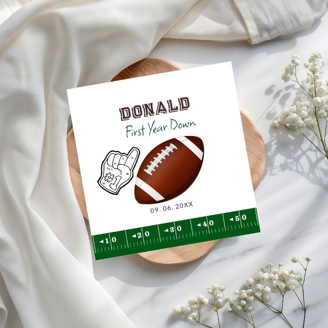 Serviette En Papier First Year Down Football Birthday  (Créateur téléchargé)