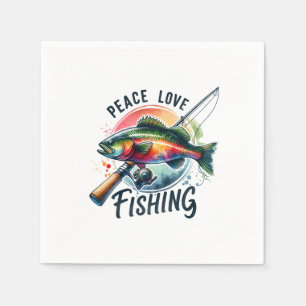 Serviette En Papier Fisher Cadeau Peace Love Fishing