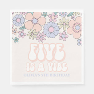 Serviette En Papier FIVE est une fête rétro florale pastel pour un 5e 