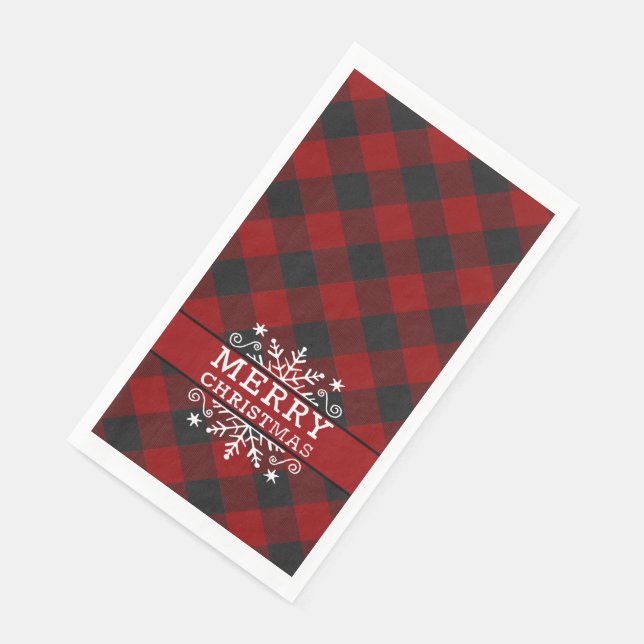 Serviette En Papier Flacon de neige Plaid Joyeux Noël (Coin)