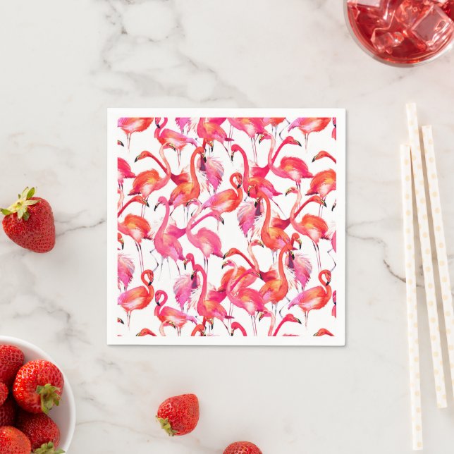 Serviette En Papier Flamant rose Aquarelle En Aquarelles (En situation)