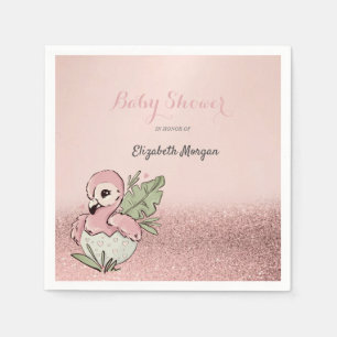 Serviette En Papier Flamant rose bébé mignon Rose Parties scintillant