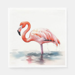 Serviette En Papier Flamant rose de fête tropicale