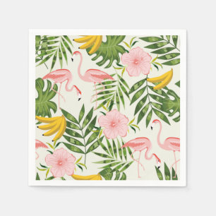 Serviette En Papier Flamant rose d'été tropical Napkin
