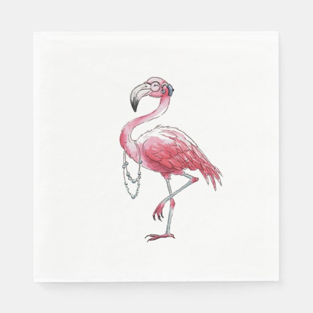 Serviette En Papier Flamant rose fabuleux (Devant)