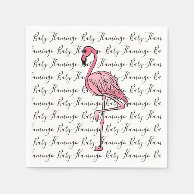 Serviette En Papier Flamant rose | flamant rose, oiseau tropical rose (Devant)