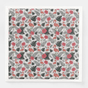 Serviette En Papier Flamant rose motif sans couture avec arrière - pla