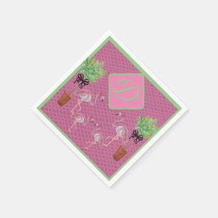 Serviette En Papier Flamant Rose Palmier Terre Cuite  