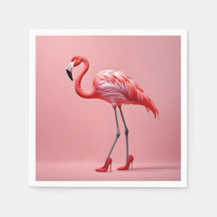 Serviette En Papier Flamant rose portant des talons rouges hauts