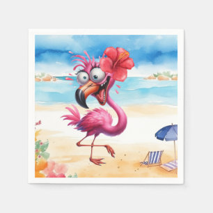 Serviette En Papier Flamant rose rose à la plage