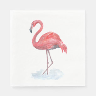 Serviette En Papier Flamant rose rose, aquarelle.