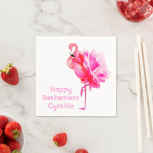 Serviette En Papier Flamant rose Rose Custom Happy Retraite Party