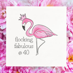 Serviette En Papier Flamant rose rose flocage de la Couronne fabuleux 