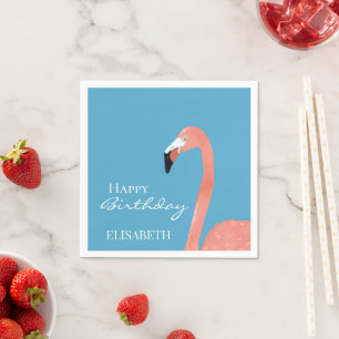 Serviette En Papier Flamant rose rose Joyeux Anniversaire Nom personna