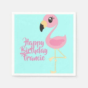 Serviette En Papier Flamant rose rose Tropical 1er Anniversaire